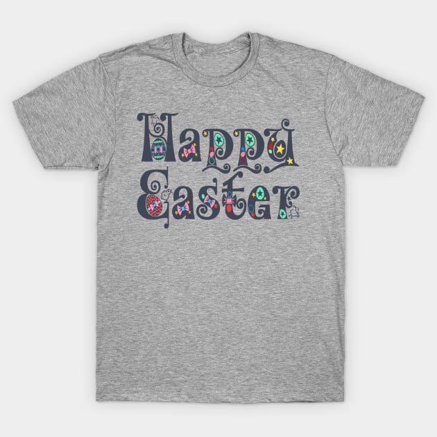 Elegant Vintage Decorative Happy Easter Typography T-Shirt by Jasmine Anderson